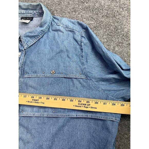 Vintage Hunters Run Blouse Women's CO Blue Denim Long Sleeve Button Embellished - Picture 5 of 8